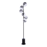 Spiral 6 Light Floor Lamp Matt Black With Smoked/Clear Ribbed Glass