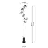 Spiral 6 Light Floor Lamp Matt Black With Smoked/Clear Ribbed Glass