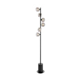 Spiral 6 Light Floor Lamp Matt Black With Closed Organic Smoked Glass
