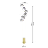 Spiral 6 Light Floor Lamp Matt Gold With Smoked/Clear Ribbed Glass