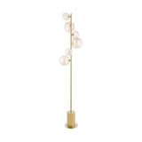 Spiral 6 Light Floor Lamp Matt Gold and Amber Glass