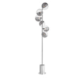 Spiral 6 Light Floor Lamp Polished Chrome With Smoked/Clear Ribbed Glass