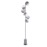 Spiral 6 Light Floor Lamp Polished Chrome With Smoked/Clear Ribbed Glass