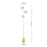 Spiral 3 Light Floor Lamp Matt Gold With Amber Dimpled Glass