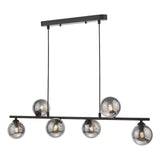 Spiral 6 Light Bar Pendant Matt Black With Smoked Glass