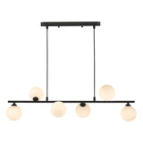 Spiral 6 Light Bar Pendant Matt Black With Opal Glass