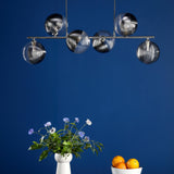 Spiral 6 Light Bar Pendant Polished Chrome With Smoked/Clear Ribbed Glass