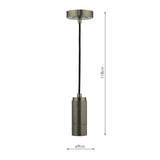 1 Light Knurled Antique Chrome E27 Suspension