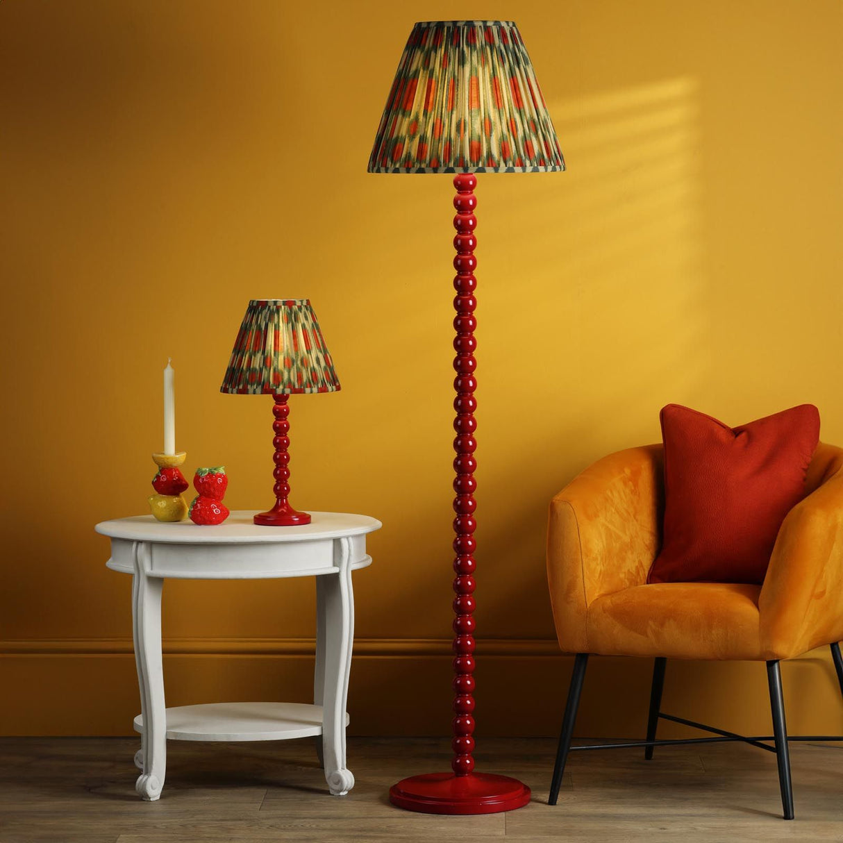 Spool Table Lamp Gloss Red Base Only
