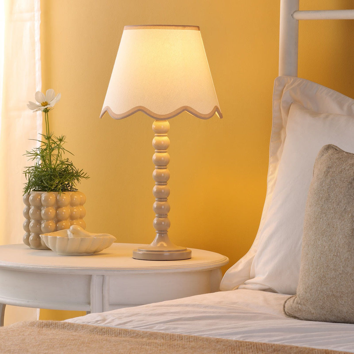 Spool Table Lamp Taupe With Shade