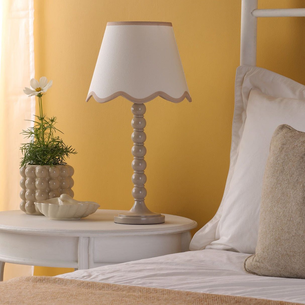 Spool Table Lamp Taupe With Shade