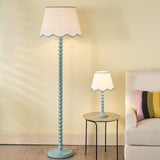 Spool Floor Lamp Blue With Shade