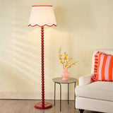 Spool Floor Lamp Red With Shade