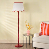 Spool Floor Lamp Red With Shade