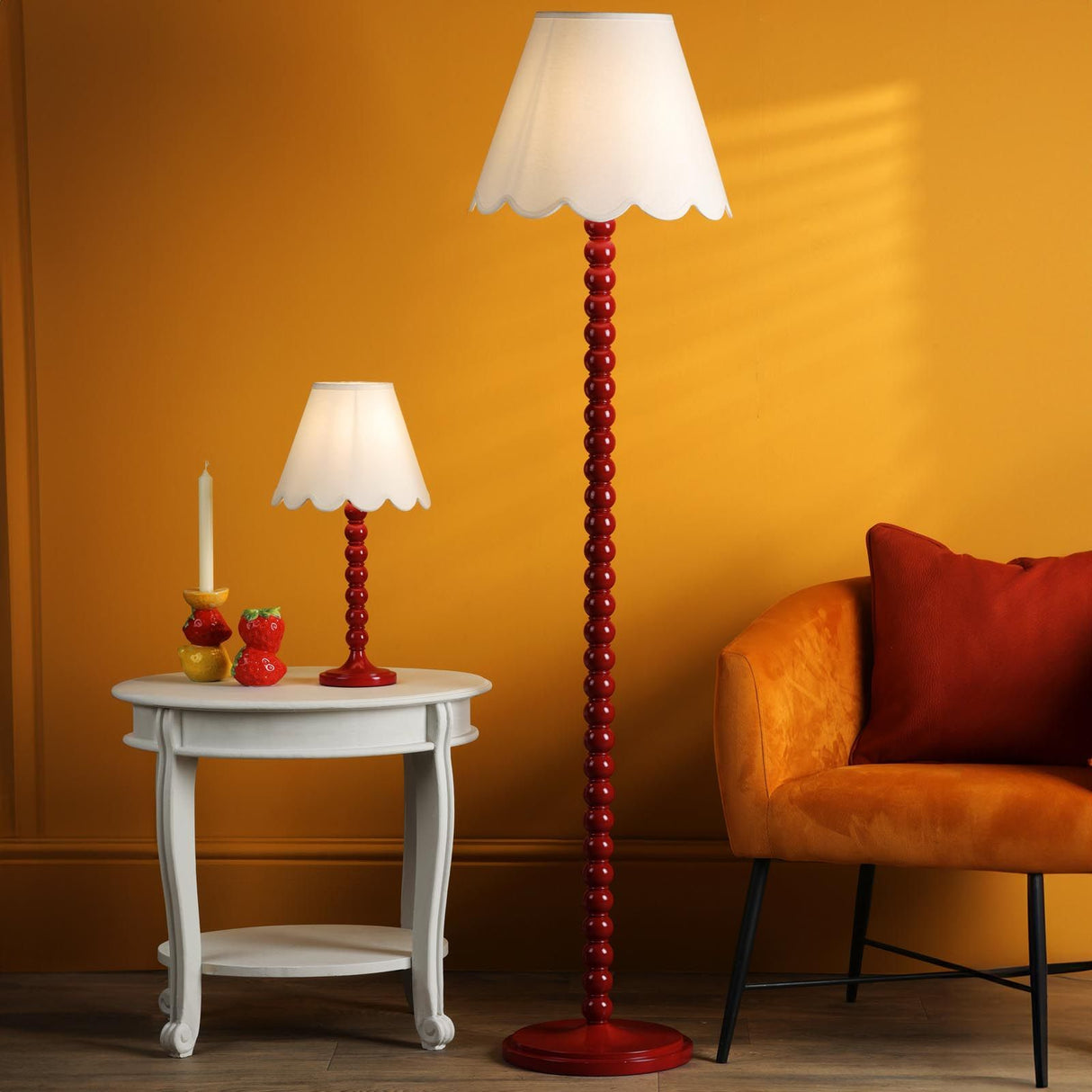 Spool Floor Lamp Gloss Red Base Only