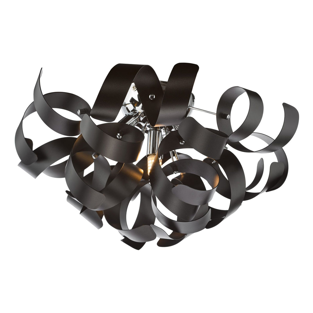 Swash 4 Light Flush Polished Chrome With Black Ribbons