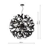Swash 12 Light Pendant Black With Black Ribbons