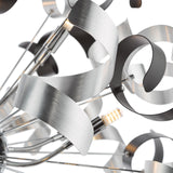 Swash 12 Light Pendant Polished Chrome With Black & Aluminium Ribbons