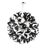 Swash 12 Light Pendant Polished Chrome With Black Ribbons