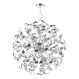 Swash 12 Light Pendant Polished Chrome With Aluminium Ribbons