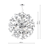 Swash 12 Light Pendant Polished Chrome With Aluminium Ribbons