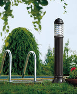 Sauro 1100 E27 (No Lamp), Bollard, Grey/Clear/Alum Louvre