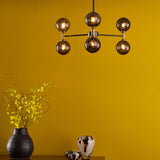 Takara 6 Light Semi-Flush Matt Black and Bronze With Black Confetti Glass