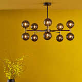 Takara 10 Light Semi-Flush Matt Black and Bronze With Black Confetti Glass