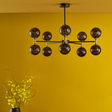 Takara 10 Light Semi-Flush Matt Black and Bronze With Black Confetti Glass