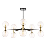 Takara 10 Light Semi-Flush Matt Black and Bronze With Twisted Amber Glass