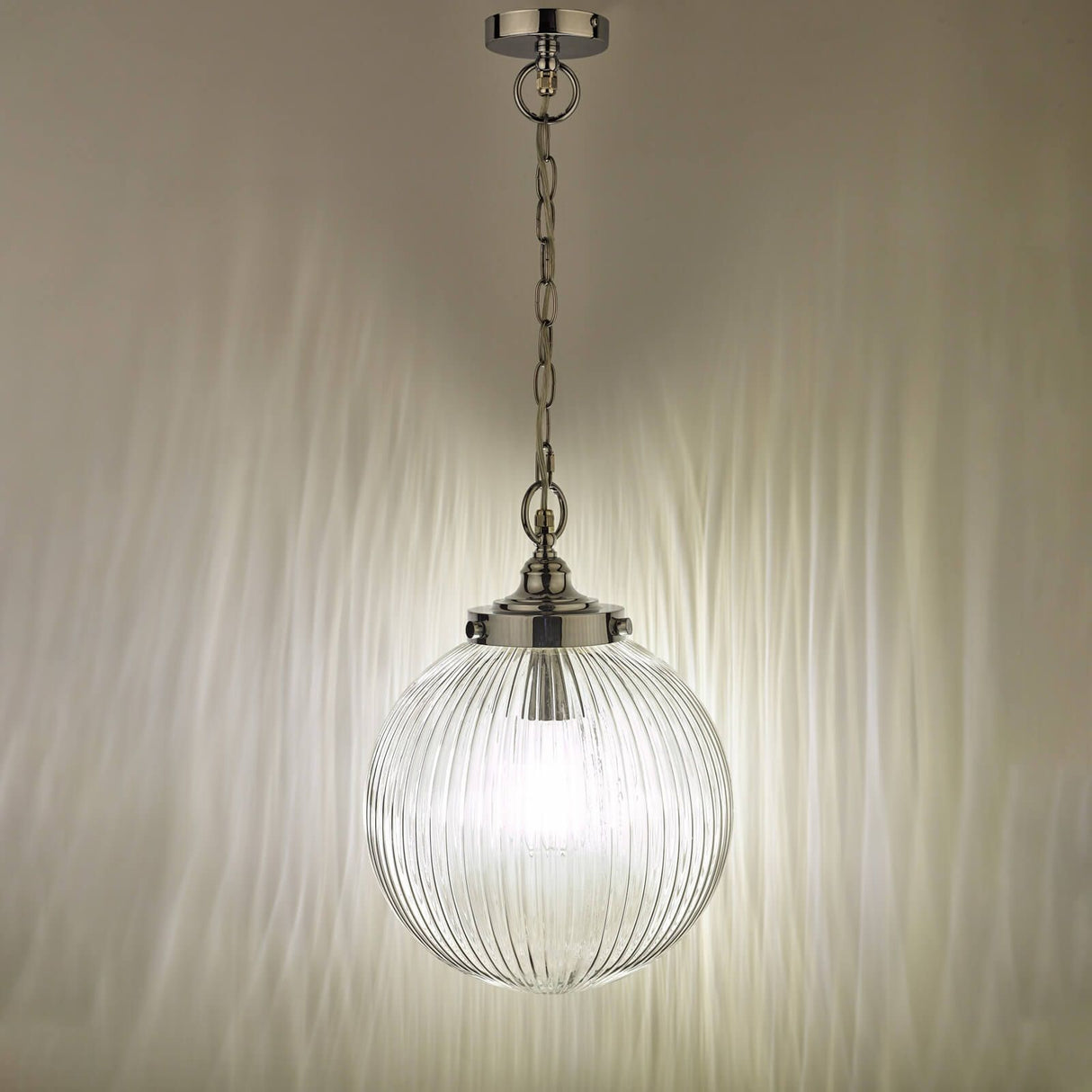 Tamara Bathroom Ceiling Light Polished Chrome and Ribbed Glass IP44