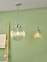 Tamara Bathroom Ceiling Light Polished Chrome and Ribbed Glass IP44