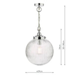 Tamara Bathroom Ceiling Light Polished Chrome and Ribbed Glass IP44