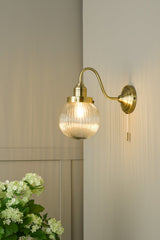 Tamara Wall Light Antique Brass Ribbed Glass