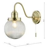 Tamara Wall Light Antique Brass Ribbed Glass