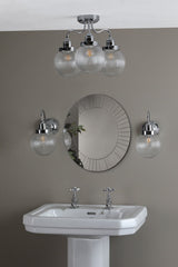 Tamara 3 Light Bathroom Semi Flush Polished Chrome Ribbed Glass IP44