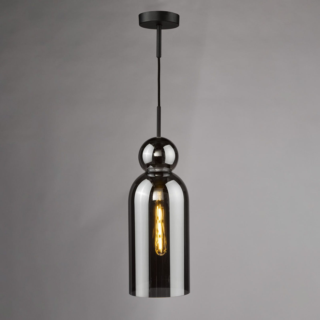 Tao Pendant Matt Black and Smoked Glass