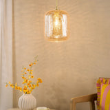 Tavia Pendant Satin Gold and Amber Glass