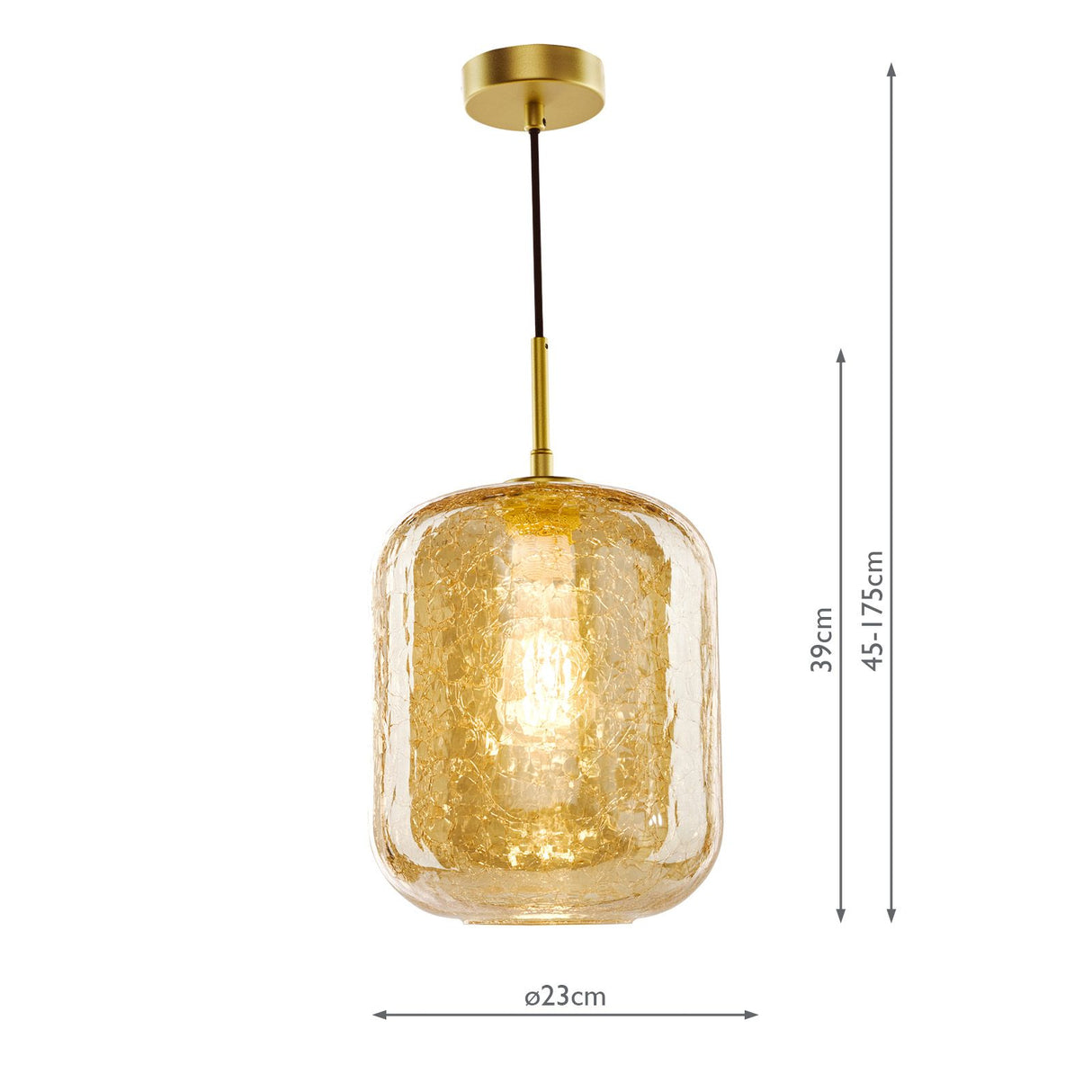 Tavia Pendant Satin Gold and Amber Glass