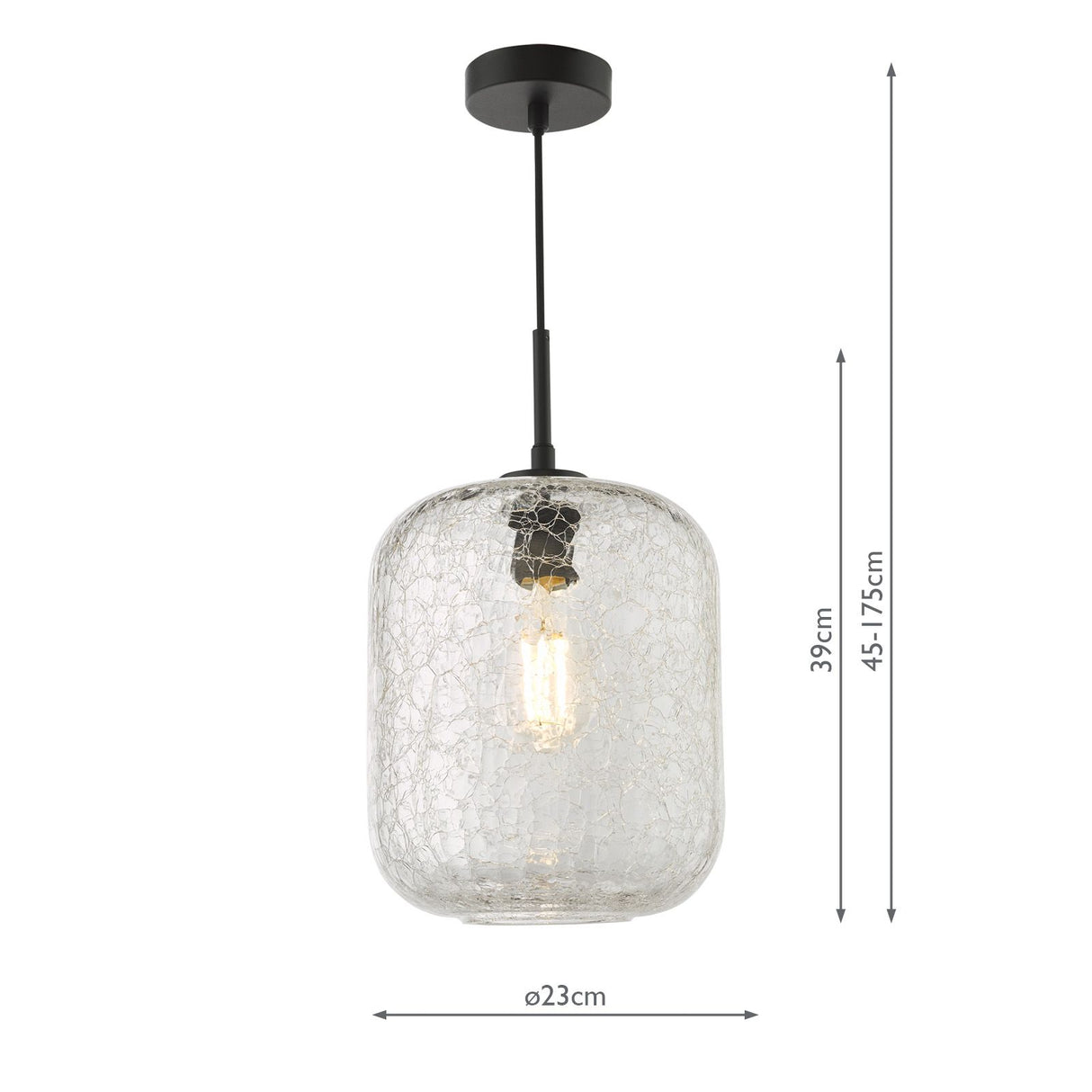 Tavia Pendant Matt Black and Glass