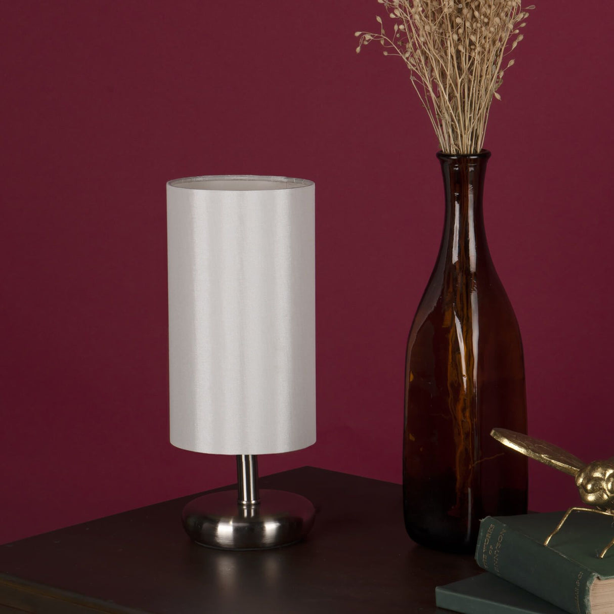 Tico Touch Table Lamp Satin Chrome With Shade