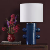 Tisha Table Lamp Blue and Polished Chrome With Shade
