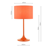 Toledo Table Lamp Satin Orange With Shade