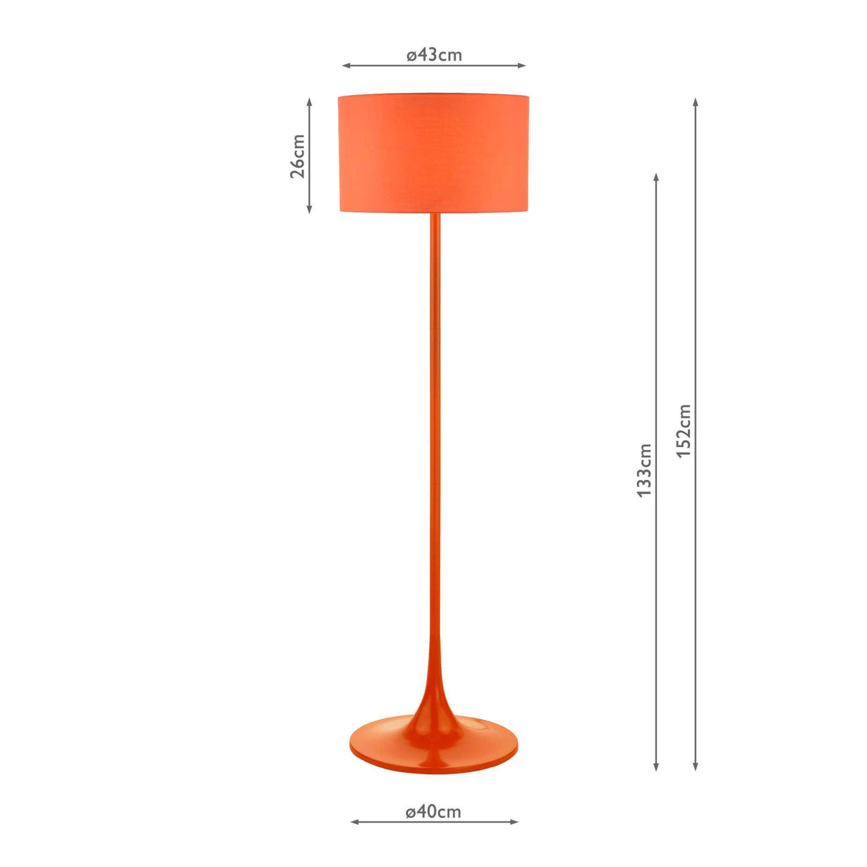 Toledo Floor Lamp Satin Orange With Shade