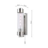 Tommaso Bathroom Wall Light Polished Nickel and Ribbed Glass IP44