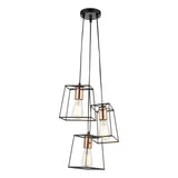 Tower 3 Light Cluster Pendant Black & Copper