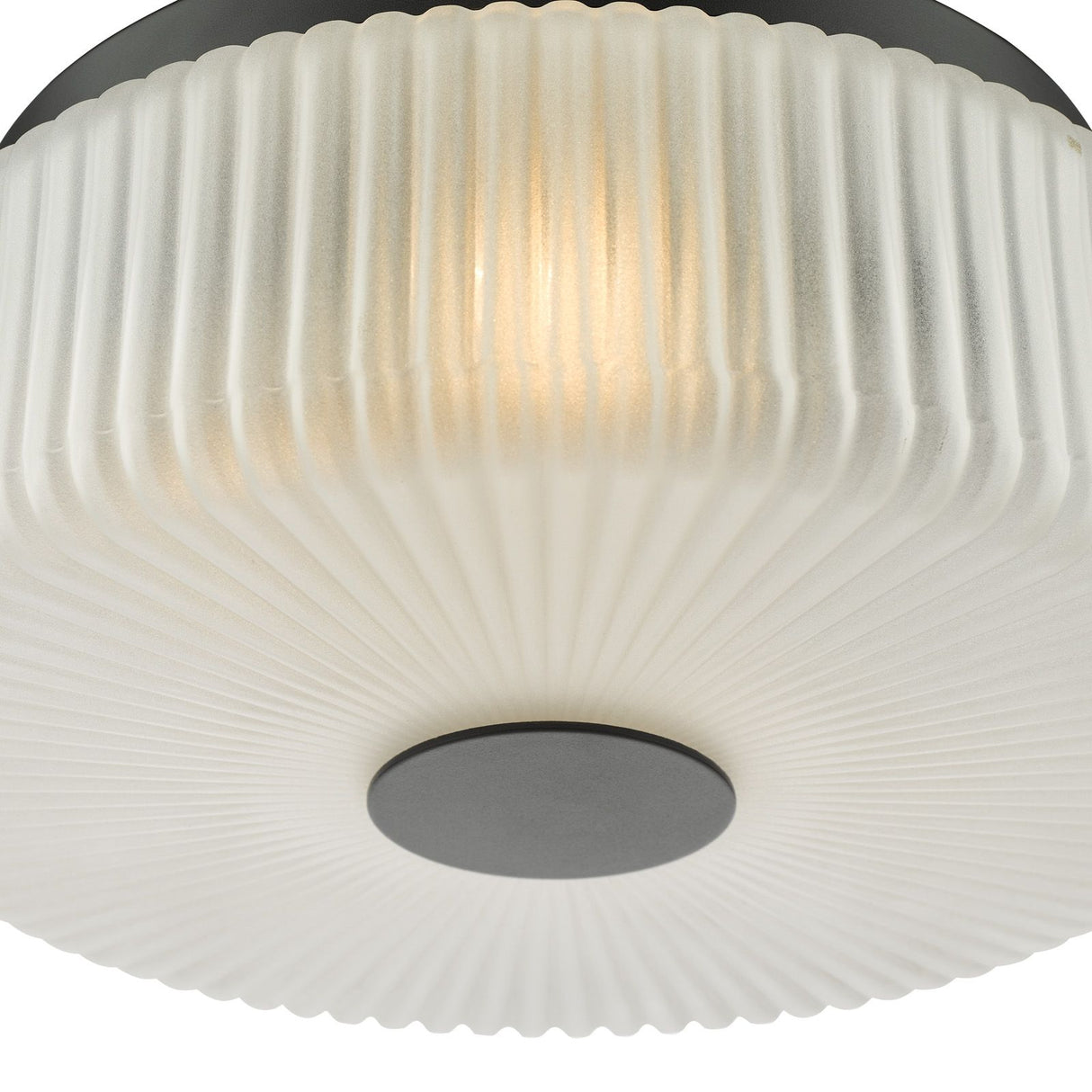 Twyman 3 Light Flush Satin Black and White Ribbed Glass IP44