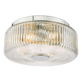 Twyman 3 Light Flush Polished Chrome and Ribbed Glass IP44