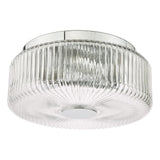Twyman 3 Light Flush Polished Chrome and Ribbed Glass IP44