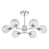 Tyka 6 Light Semi-Flush Polished Chrome and Glass